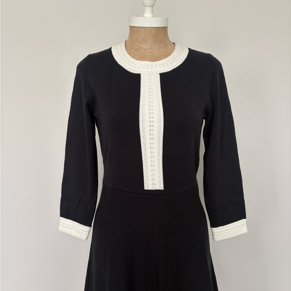 Talbots Black Fit & Flare Dress with Ivory Trim – Women’s Size Small - Picture 10 of 10